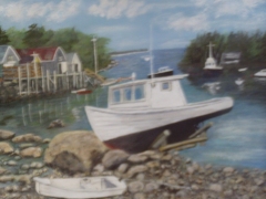 Fishing boat ashore