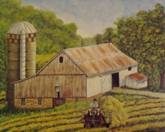 Haywagon and barn